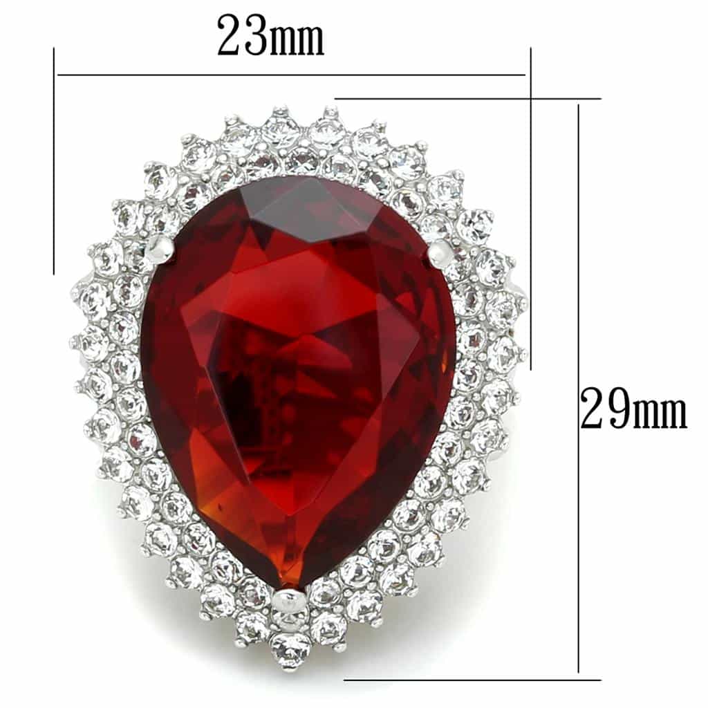 Sterling Silver Red Garnet Pear Oversized CZ Halo Cocktail Ring view 2