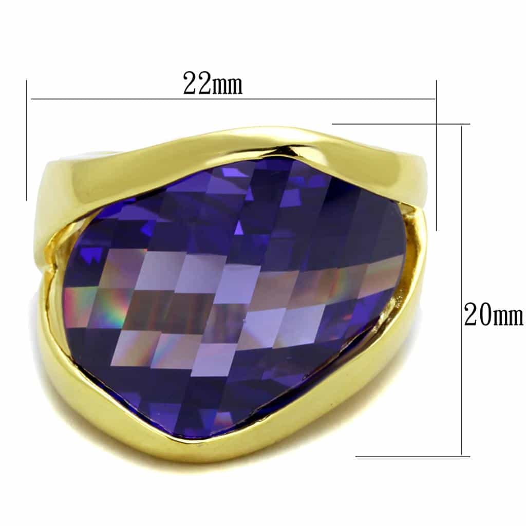 Sterling Silver Gold Amethyst Faceted Trillion Oversized Ring view 4