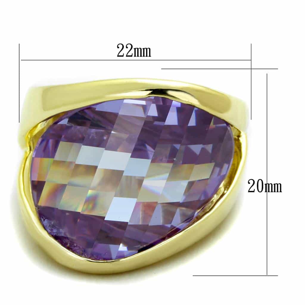 Sterling Silver Gold Lavender Faceted Trillion Oversized Ring view 4