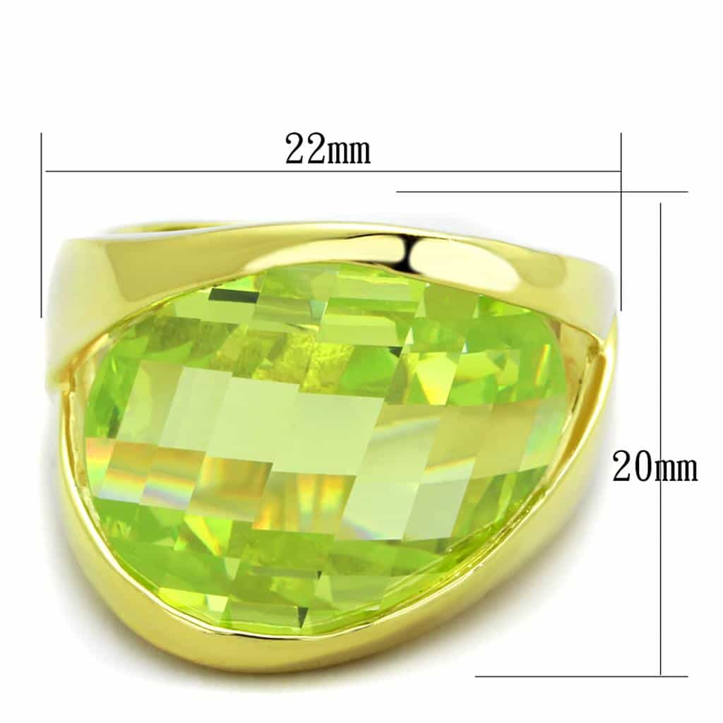 Sterling Silver Gold Peridot Green Faceted Trillion Ring view 4