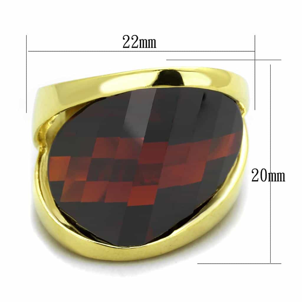 Sterling Silver Gold Dark Garnet Faceted Trillion Oversized Ring view 4