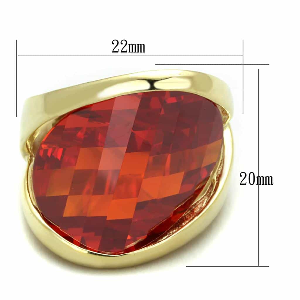 Sterling Silver Gold Red Orange Faceted Trillion Oversized Ring view 4