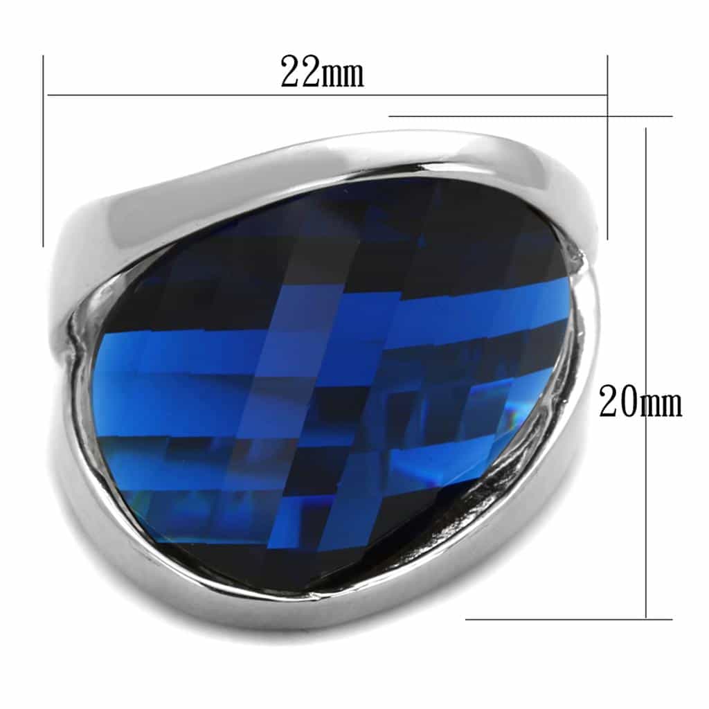 Sterling Silver Dark Blue Sapphire Faceted Trillion Ring view 4