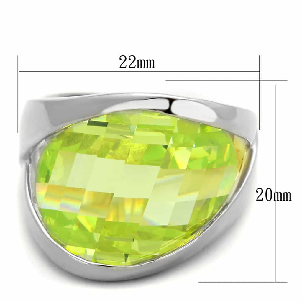 Sterling Silver Peridot Green Faceted Trillion Oversized Ring view 2