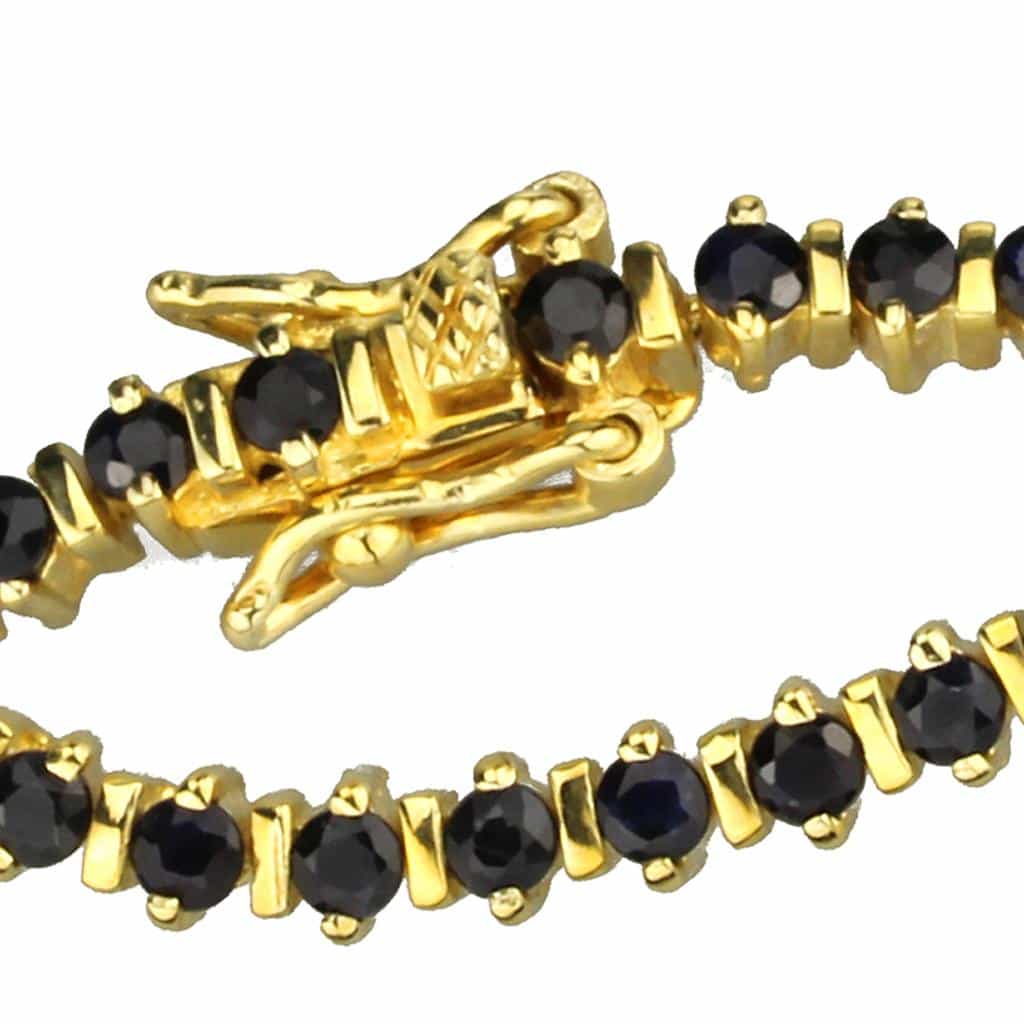 Sterling Silver Gold Black CZ Round Tennis Bracelet view 2