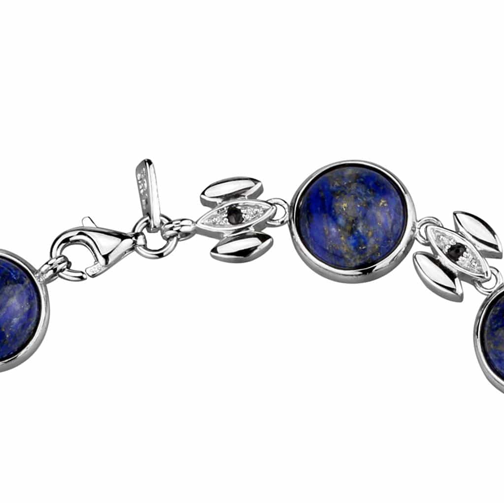 Sterling Silver Lapis Lazuli Round Bezel Link Bracelet view 2