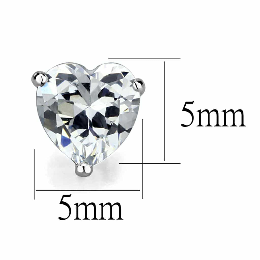 Sterling Silver CZ Heart Crystal Stud Earrings view 2