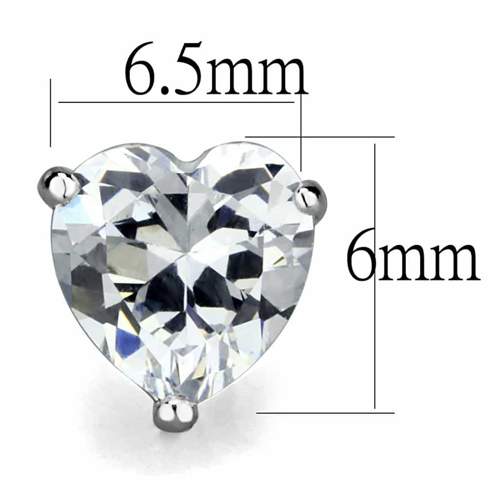 Sterling Silver CZ Heart Prong Stud Earrings view 2