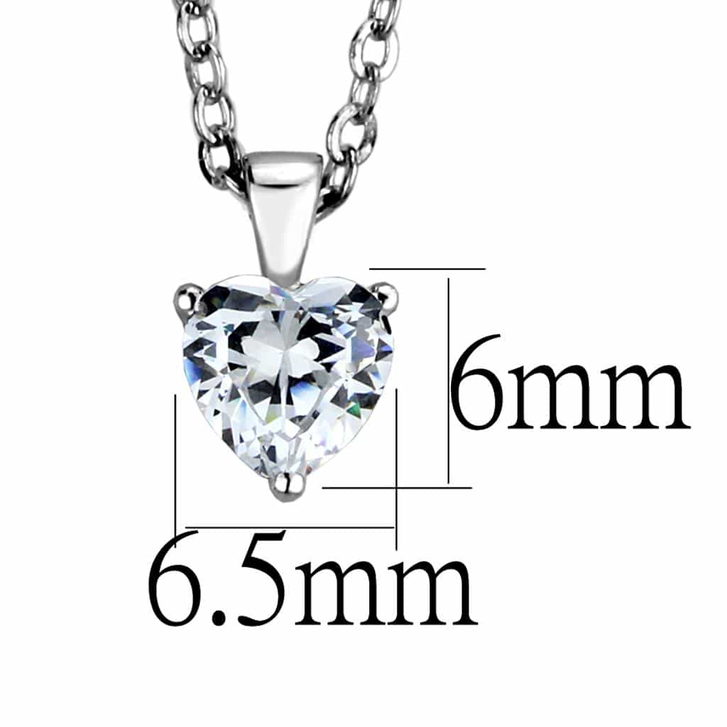 Sterling Silver CZ Heart Solitaire Pendant Necklace view 2