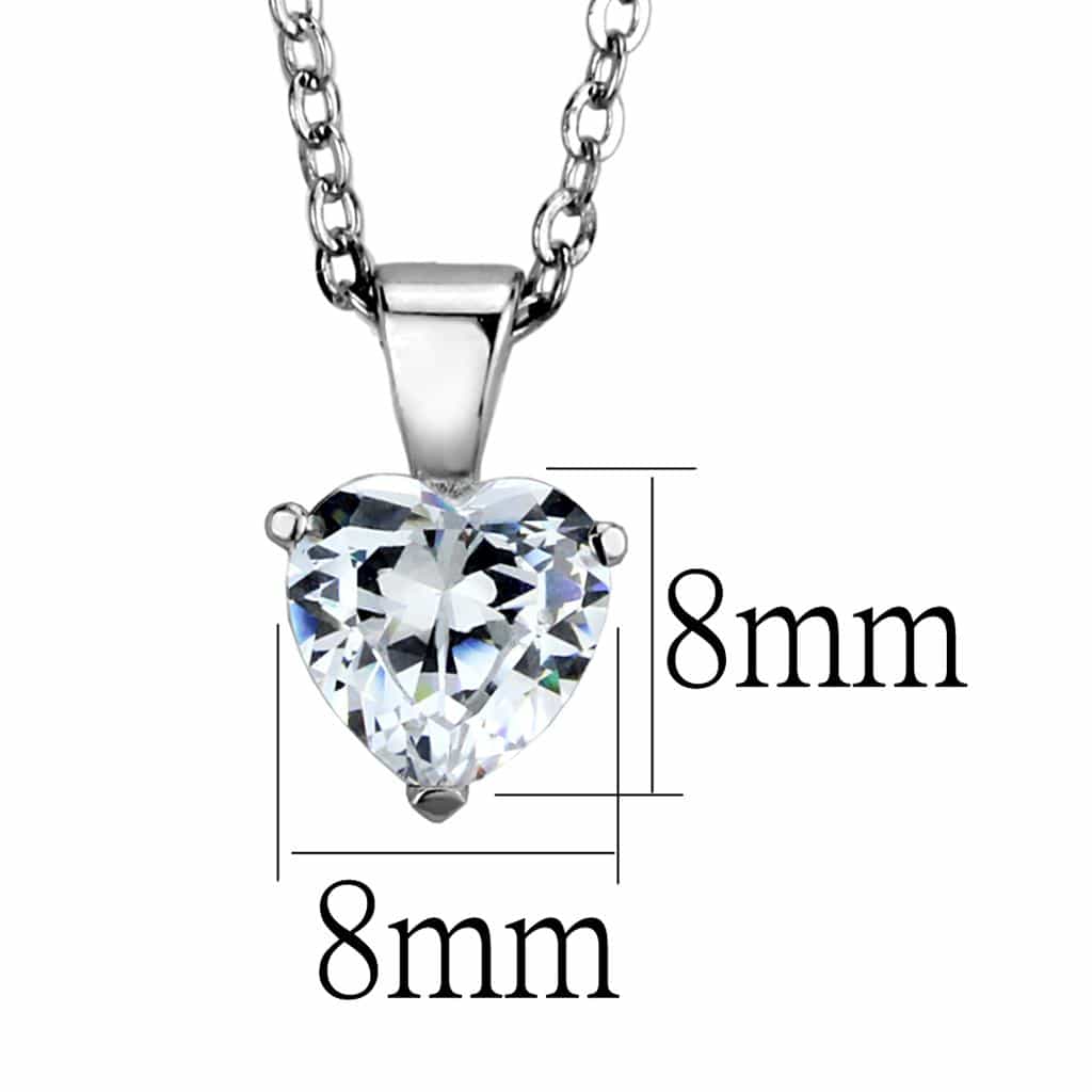 Sterling Silver CZ Heart Bezel Solitaire Pendant Necklace view 2