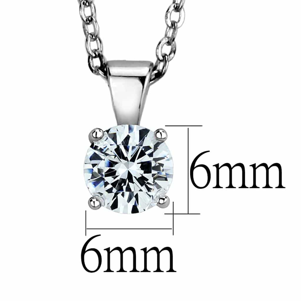 Sterling Silver Round Solitaire Drop Pendant view 4