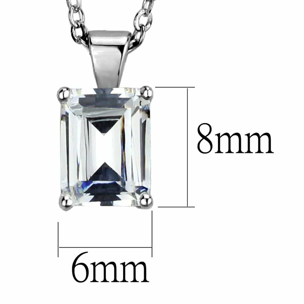 Sterling Silver Emerald Cut Drop Pendant | The Stainless Jewelry view 2