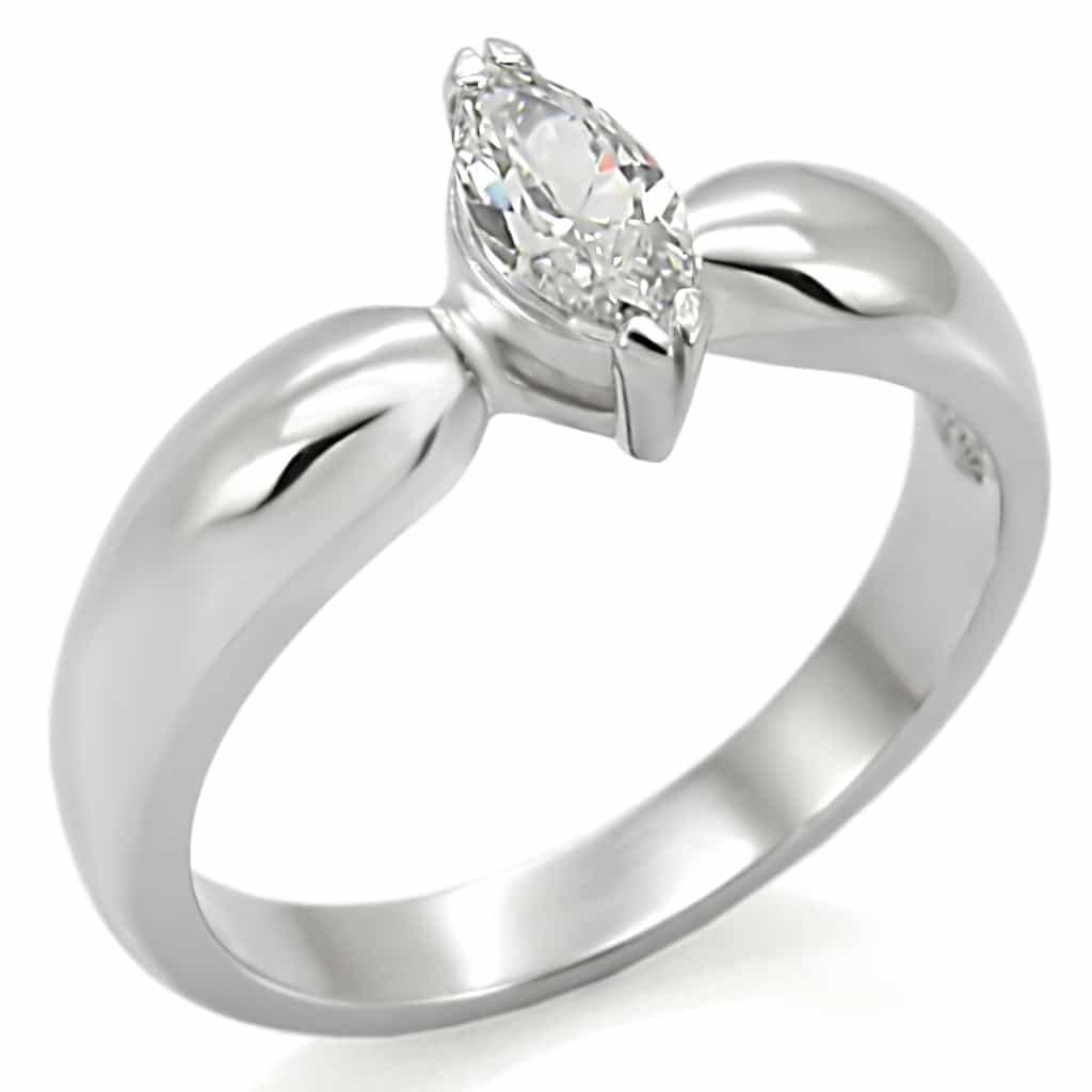 Stainless Steel Stainless Steel CZ Marquise Solitaire Bypass Ring view 1