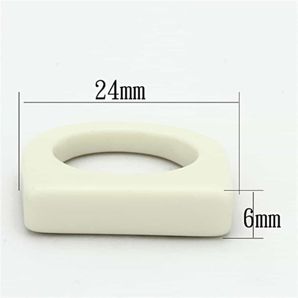 Stainless Steel White Ceramic Flat Top Square Resin Ring view 2