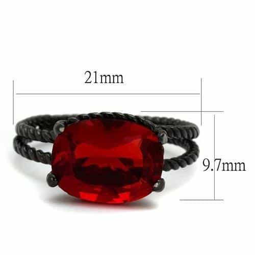 Stainless Steel Red Garnet Oval Rope Solitaire Ring view 6