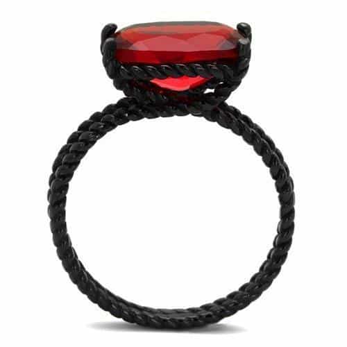 Stainless Steel Red Garnet Oval Rope Solitaire Ring view 7