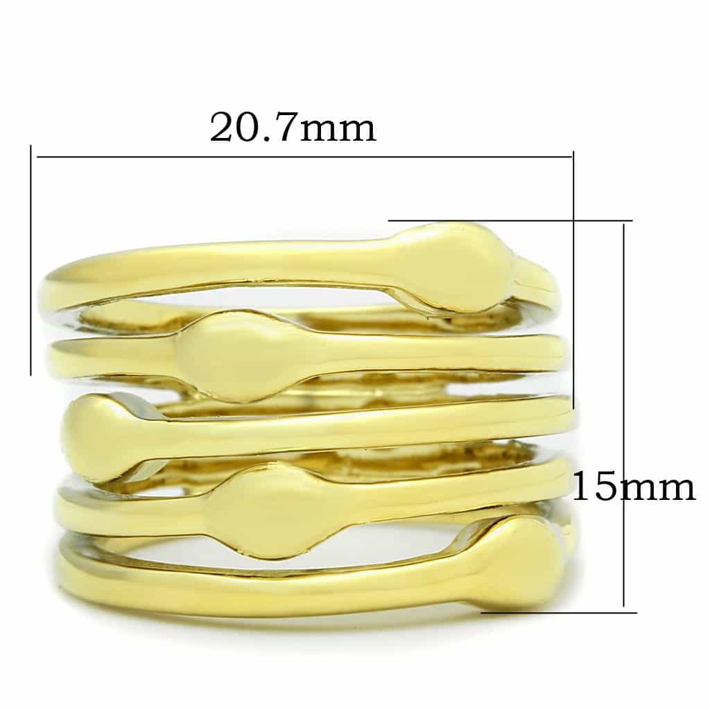 Stainless Steel Gold IP Ribbed Band Ring | The Stainless Jewelry view 6