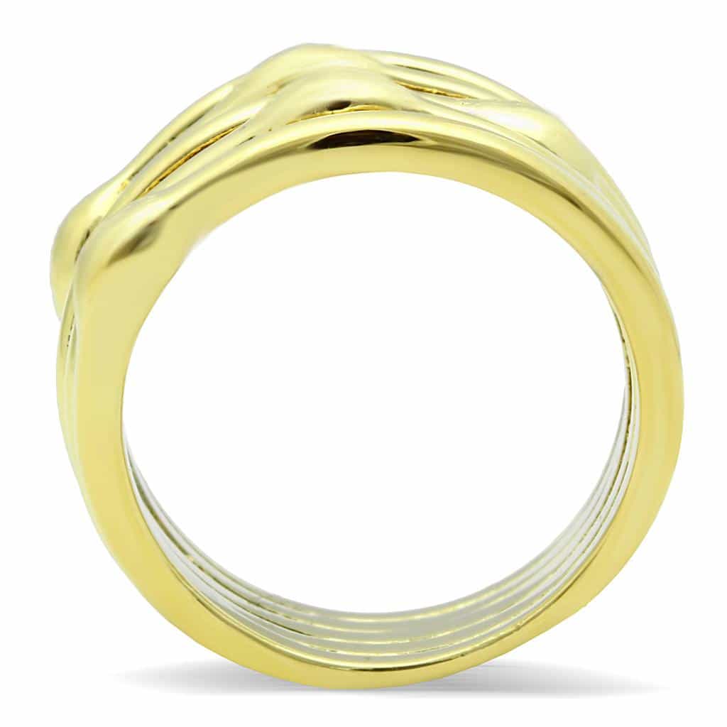 Stainless Steel Gold IP Ribbed Band Ring | The Stainless Jewelry view 7