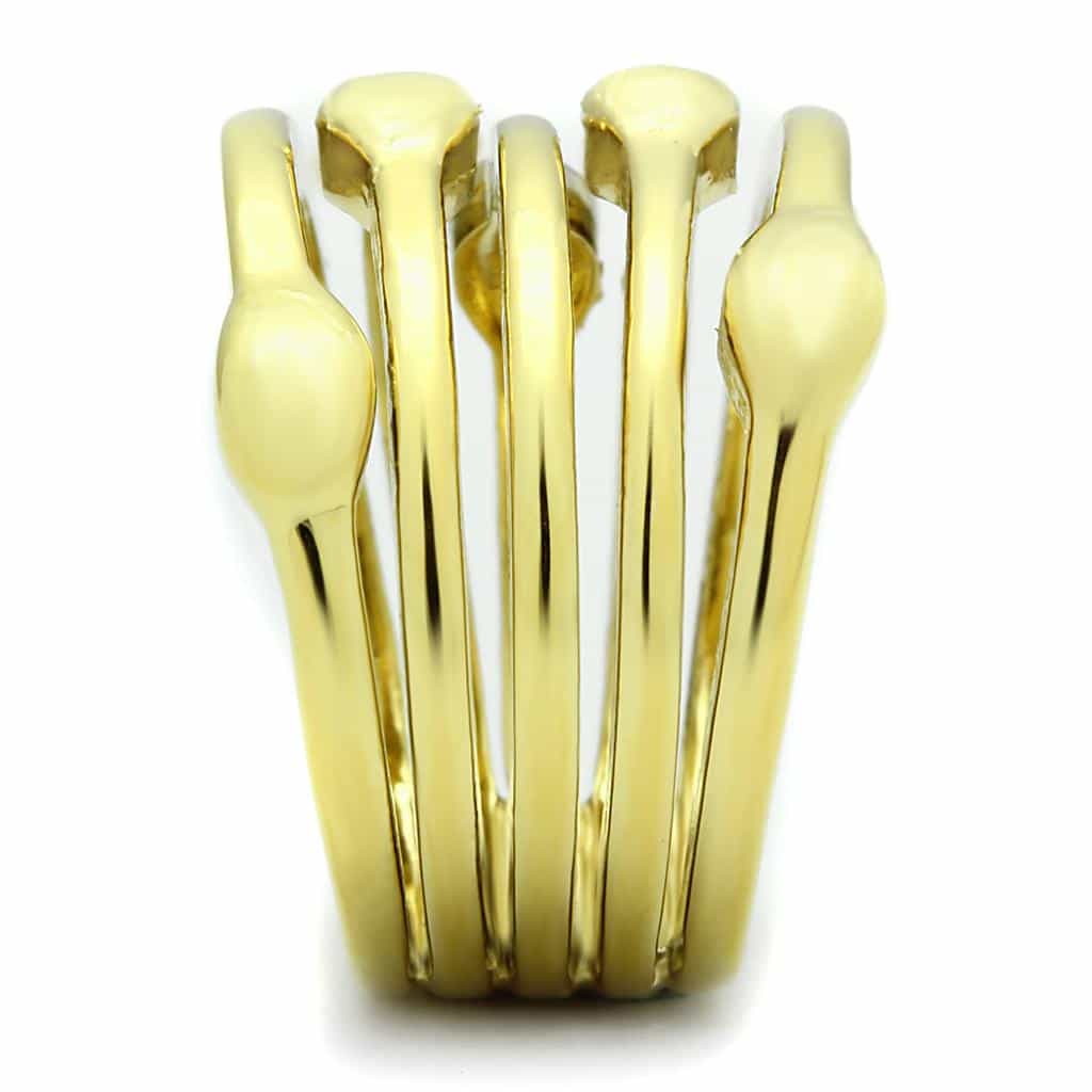 Stainless Steel Gold IP Ribbed Band Ring | The Stainless Jewelry view 8