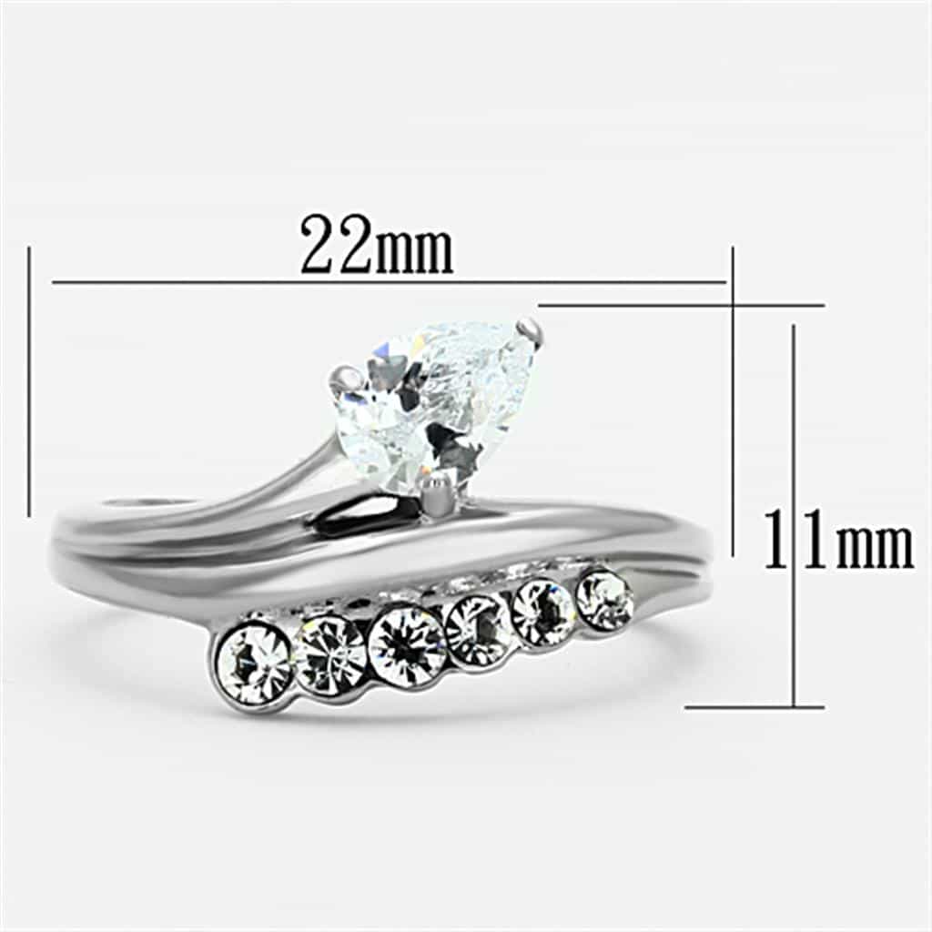 Stainless Steel CZ Pear Graduated Accent Band Ring view 6