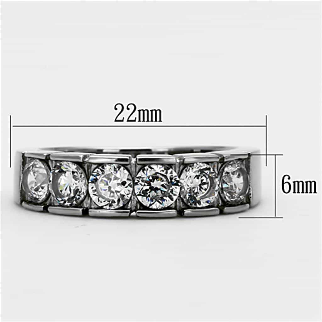 Stainless Steel CZ Round Five Stone Channel Band Ring view 6