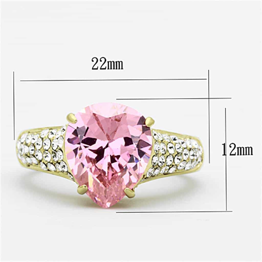 Stainless Steel Pink CZ Oval Pave Ring | The Stainless Jewelry view 6