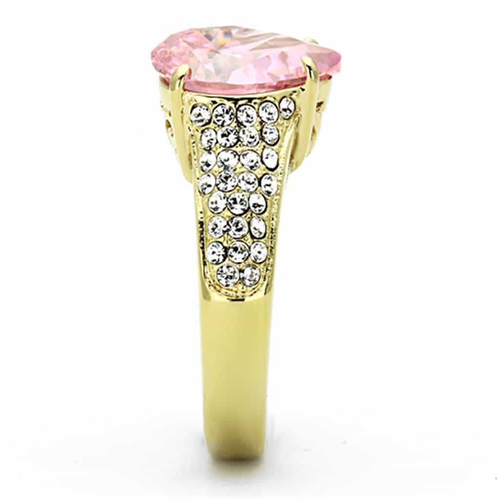 Stainless Steel Pink CZ Oval Pave Ring | The Stainless Jewelry view 8