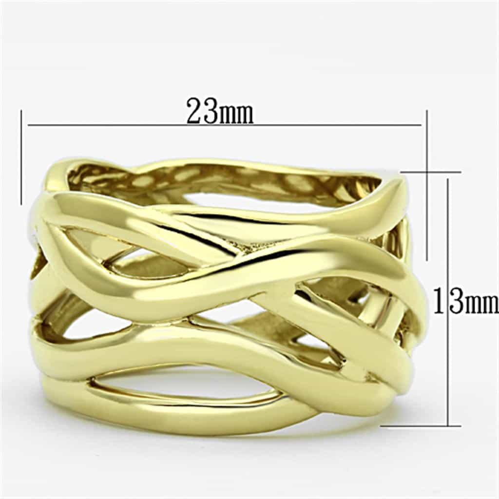 Stainless Steel Gold Open Weave Interlocking Dome Ring view 6