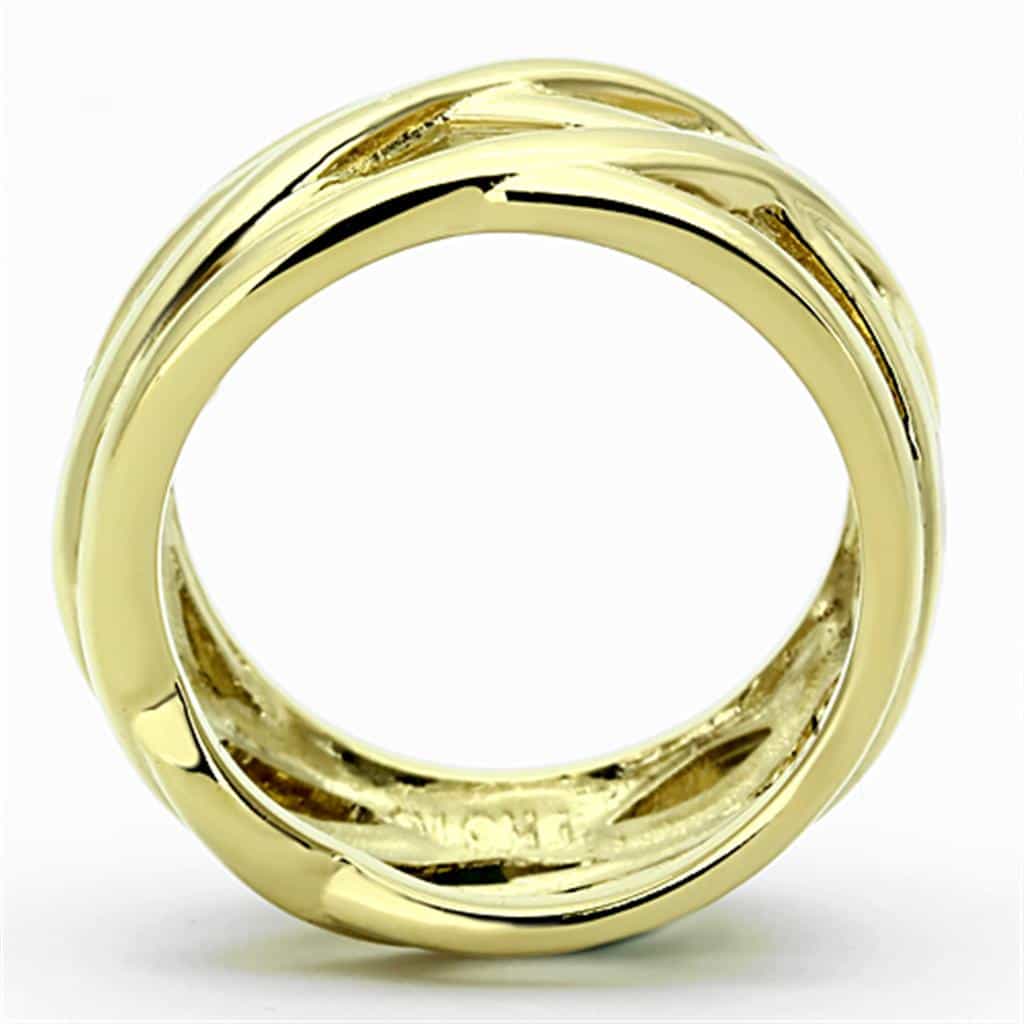 Stainless Steel Gold Open Weave Interlocking Dome Ring view 3
