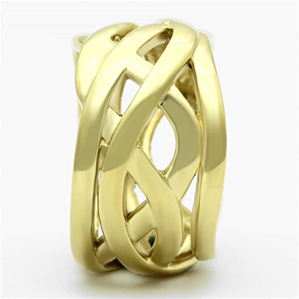 Stainless Steel Gold Open Weave Interlocking Dome Ring view 8