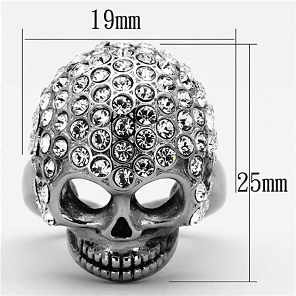 Stainless Steel Skull CZ Pave Dome Ring | The Stainless Jewelry view 6