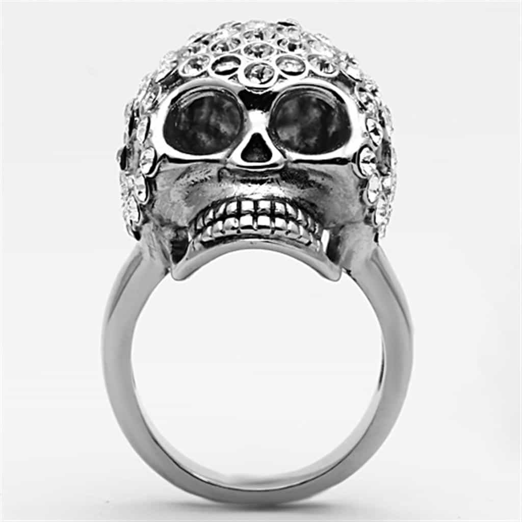 Stainless Steel Skull CZ Pave Dome Ring | The Stainless Jewelry view 7