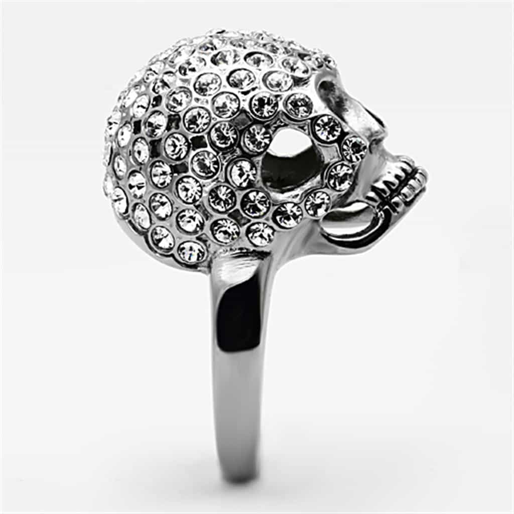 Stainless Steel Skull CZ Pave Dome Ring | The Stainless Jewelry view 4