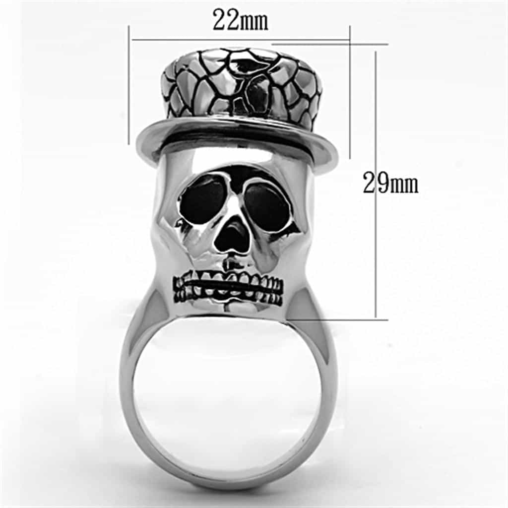 Stainless Steel Skull Top Hat Statement Ring view 6
