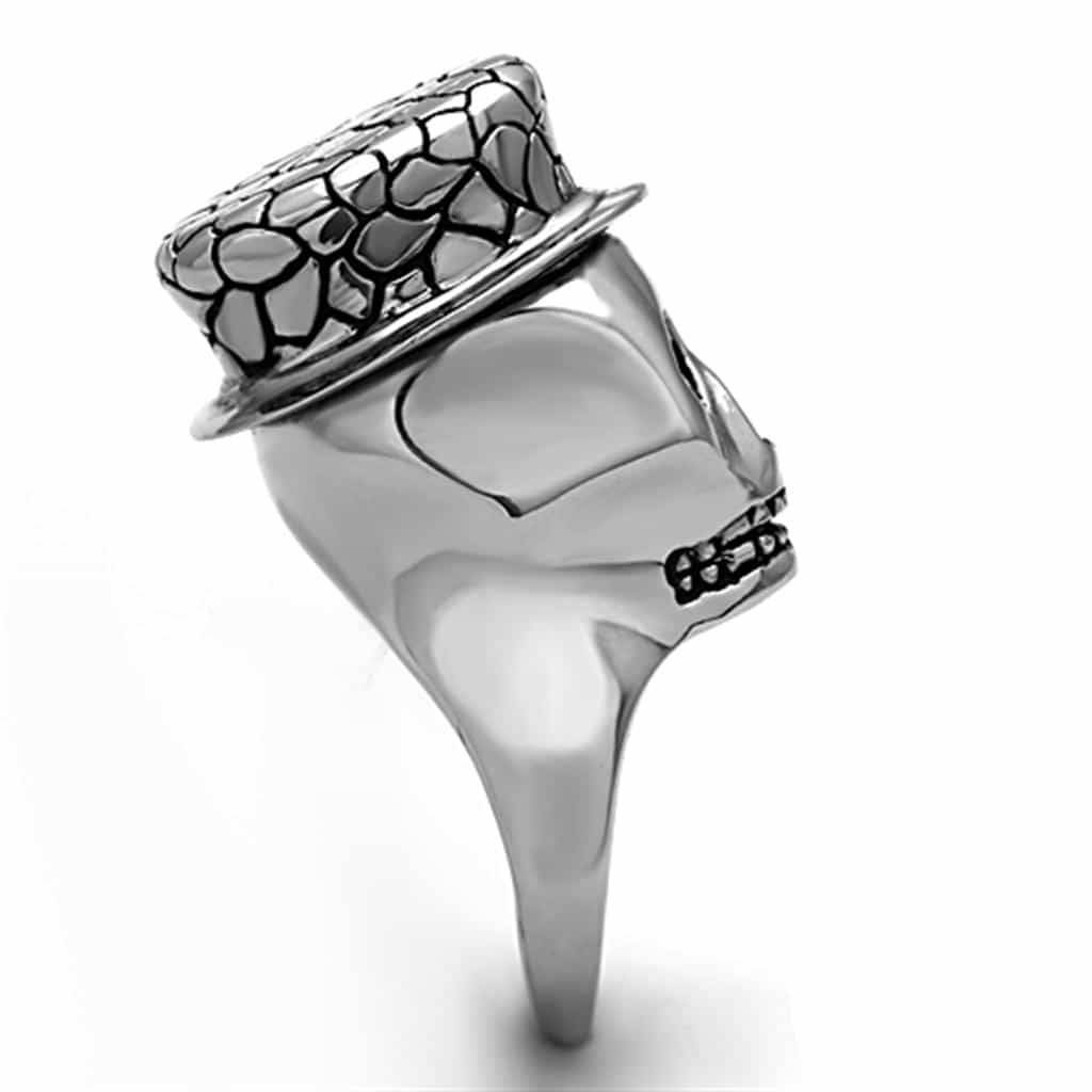 Stainless Steel Skull Top Hat Statement Ring view 3