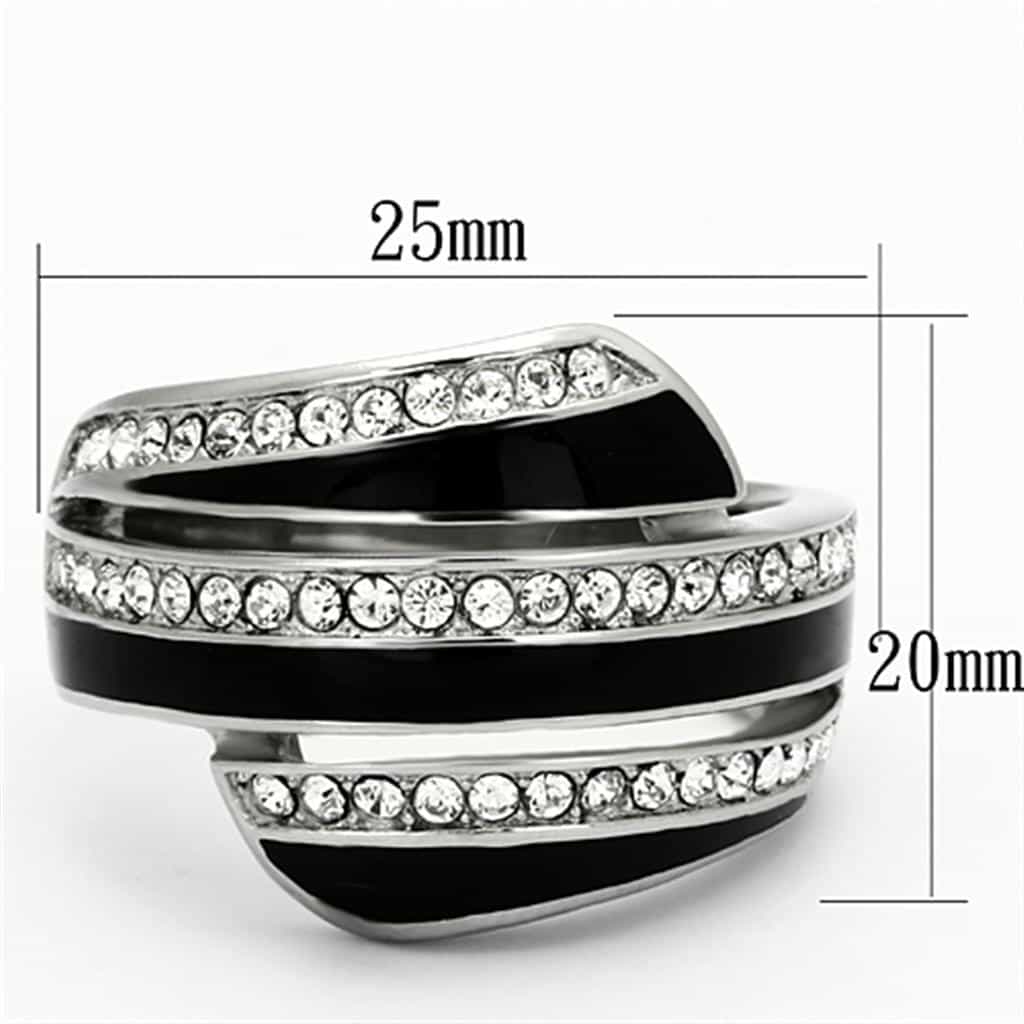 Stainless Steel Onyx Striped CZ Accent Band Ring view 6