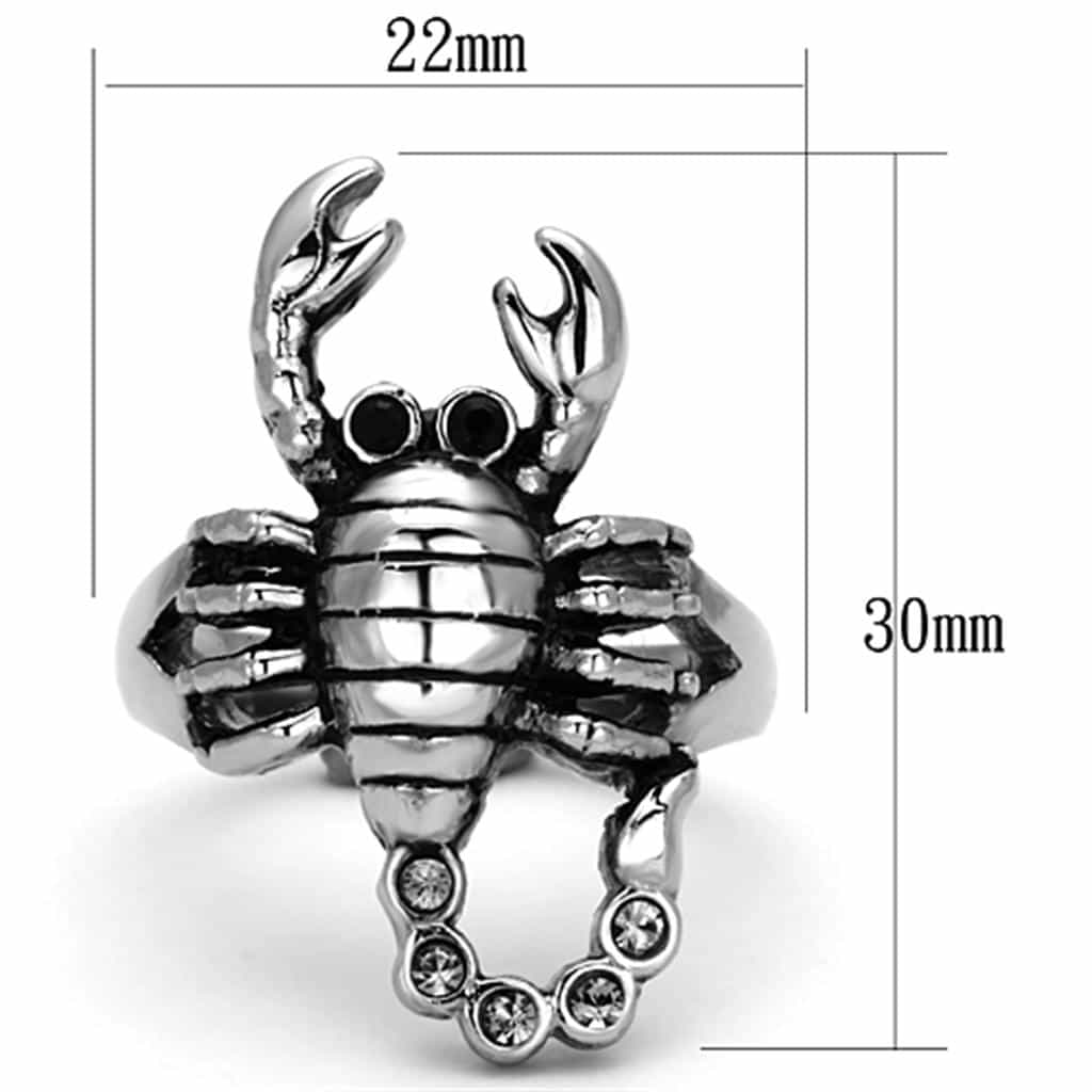 Stainless Steel Scorpion Sculpture CZ Accent Ring view 2
