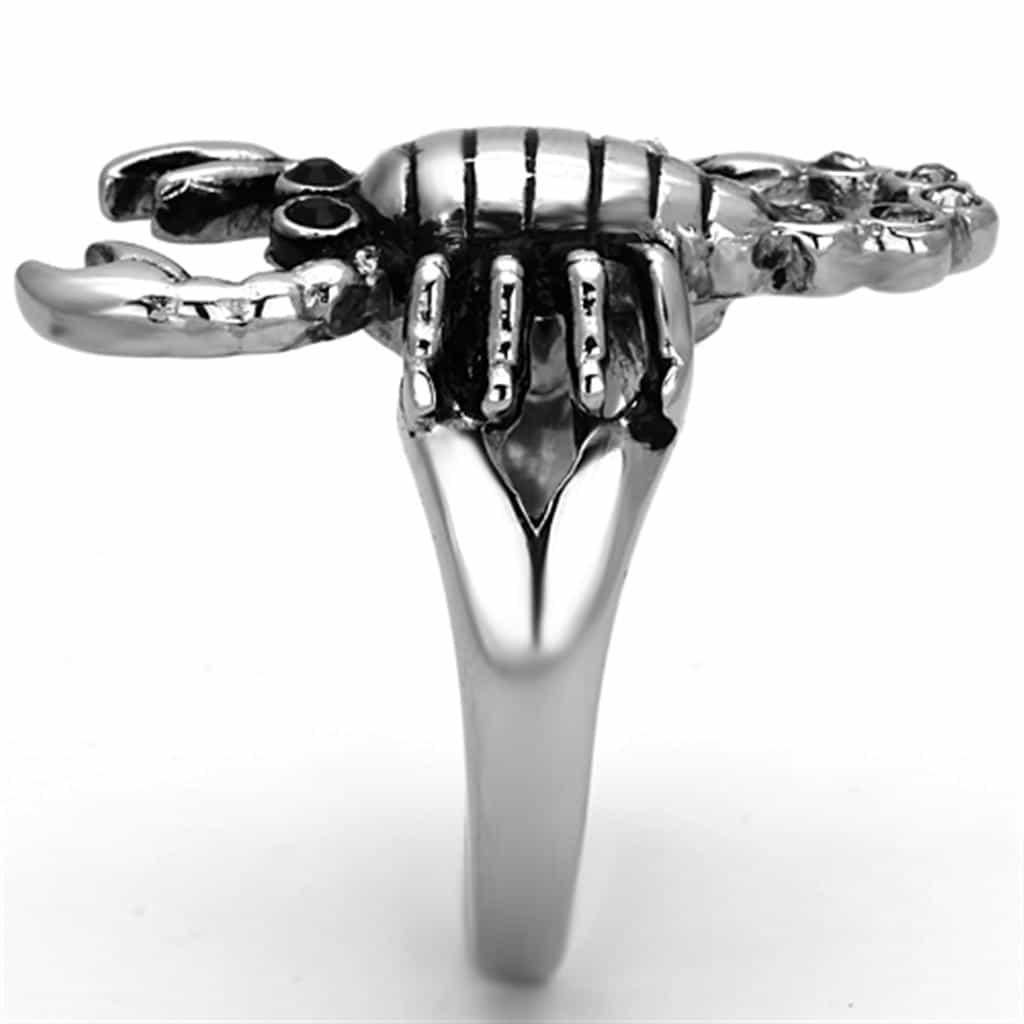 Stainless Steel Scorpion Sculpture CZ Accent Ring view 8
