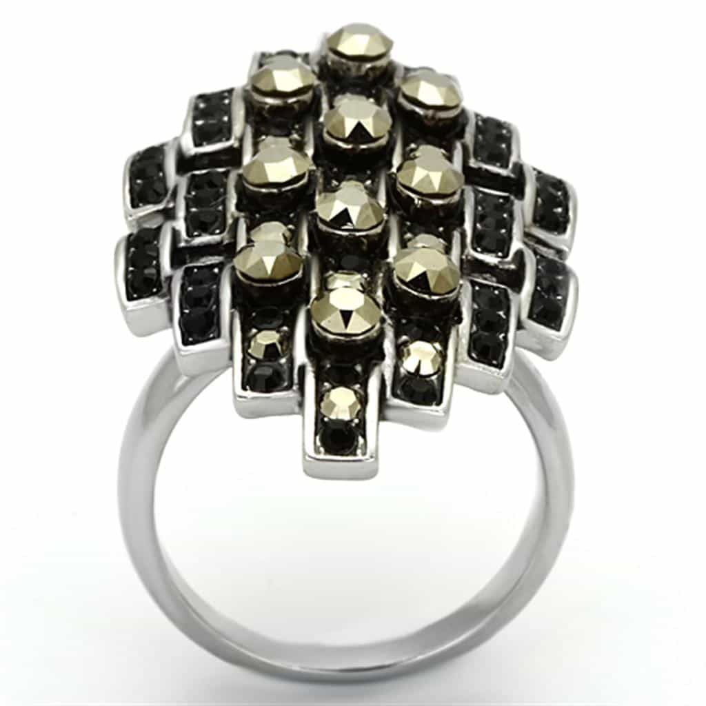 Stainless Steel Gold Studded Band Ring | The Stainless Jewelry view 7