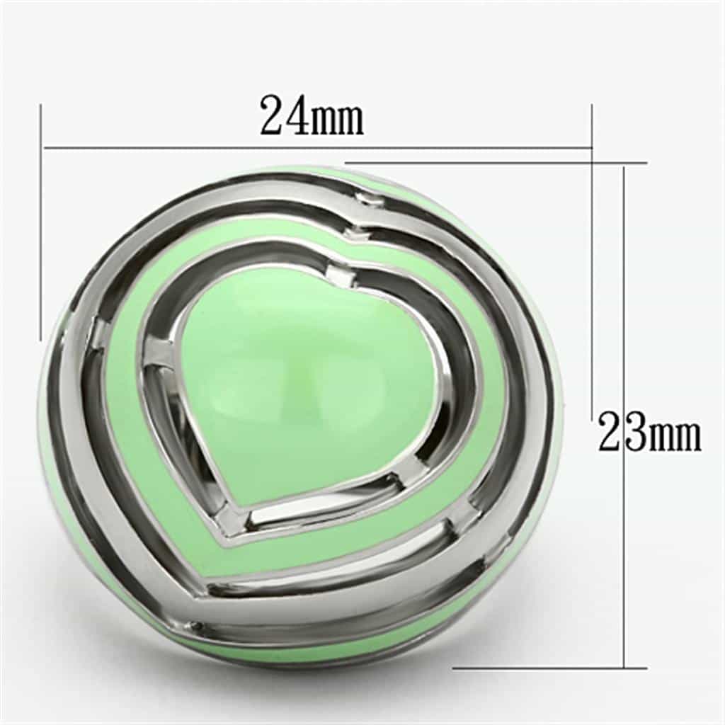 Stainless Steel Mint Green Enamel Geometric Dome Ring view 2