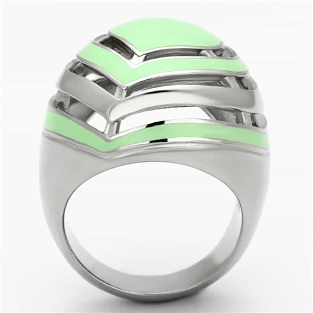Stainless Steel Mint Green Enamel Geometric Dome Ring view 7