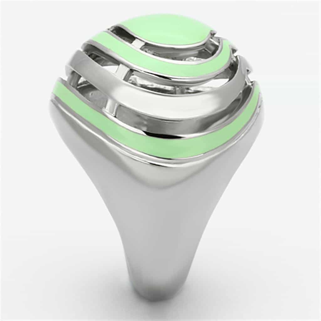 Stainless Steel Mint Green Enamel Geometric Dome Ring view 8