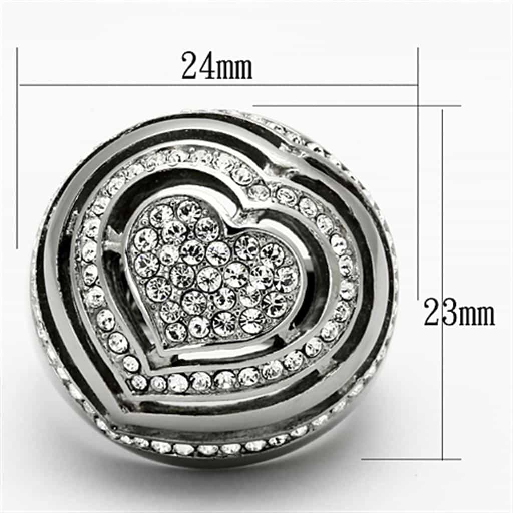 Stainless Steel CZ Pave Heart Dome Ring | The Stainless Jewelry view 6