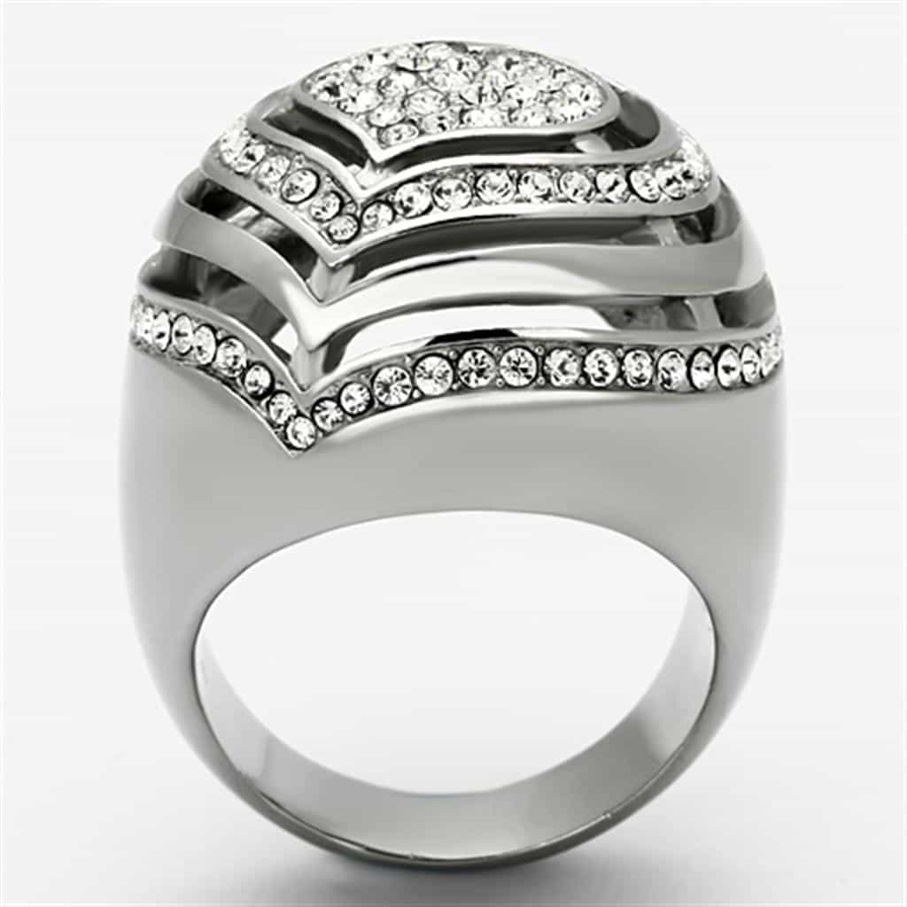 Stainless Steel CZ Pave Heart Dome Ring | The Stainless Jewelry view 7