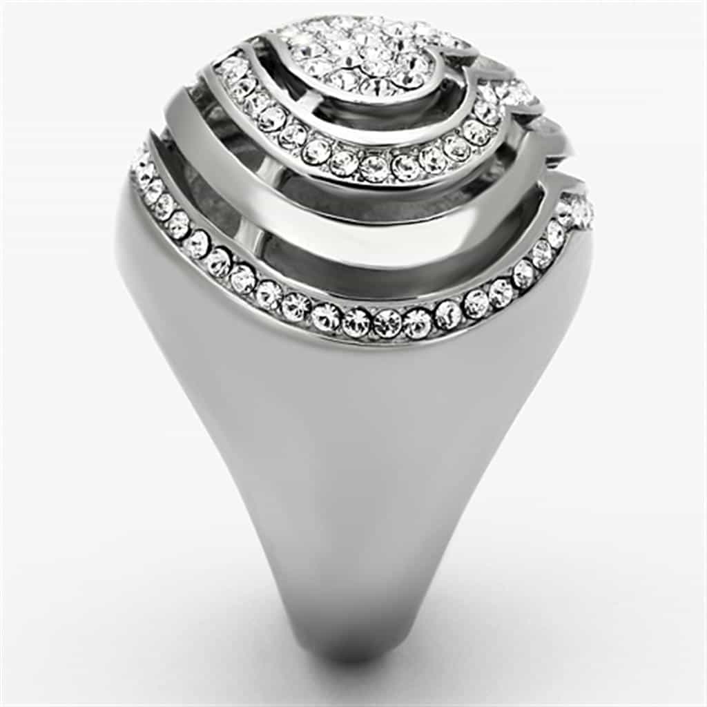 Stainless Steel CZ Pave Heart Dome Ring | The Stainless Jewelry view 4
