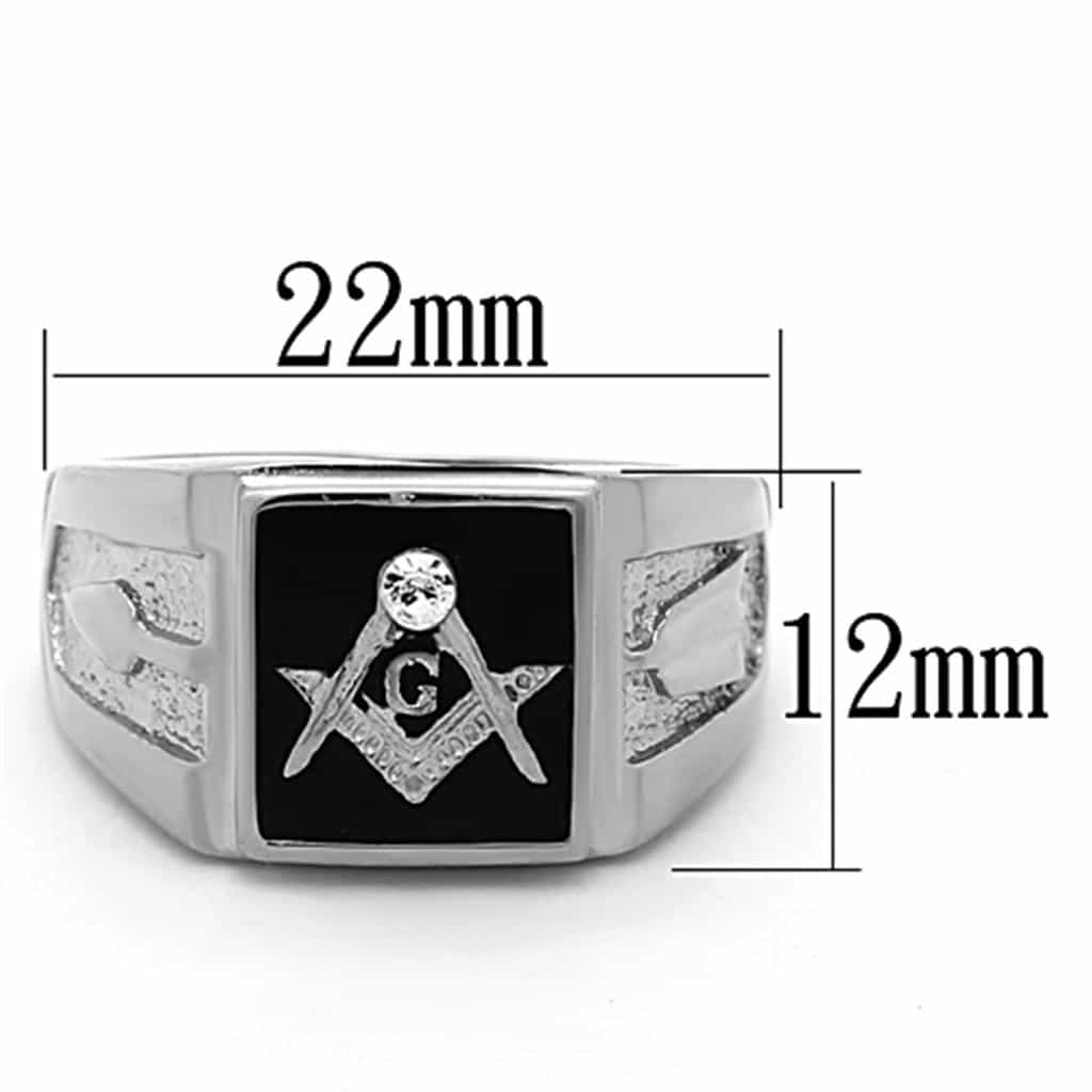 Stainless Steel Masonic Square Compass Signet Ring view 2