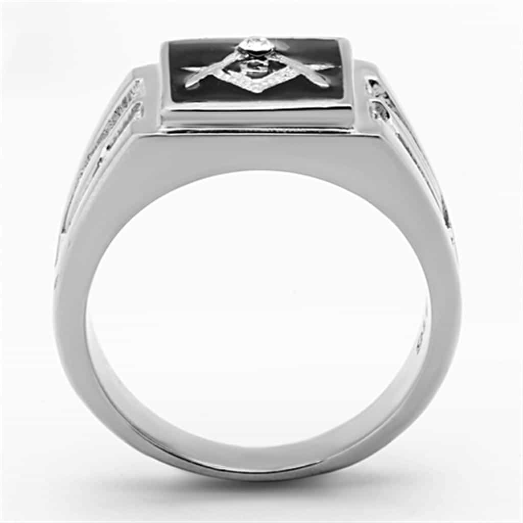 Stainless Steel Masonic Square Compass Signet Ring view 8