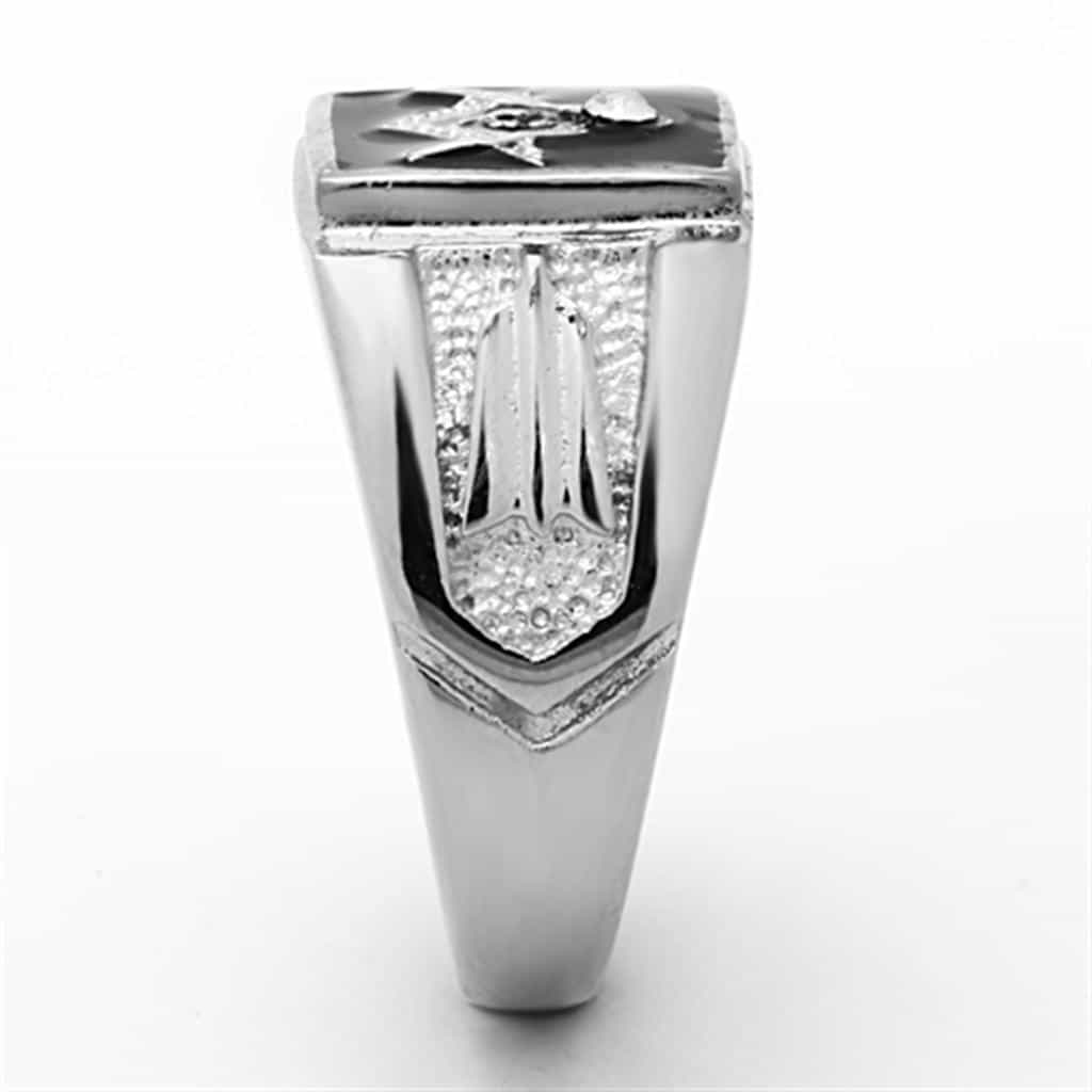 Stainless Steel Masonic Square Compass Signet Ring view 10