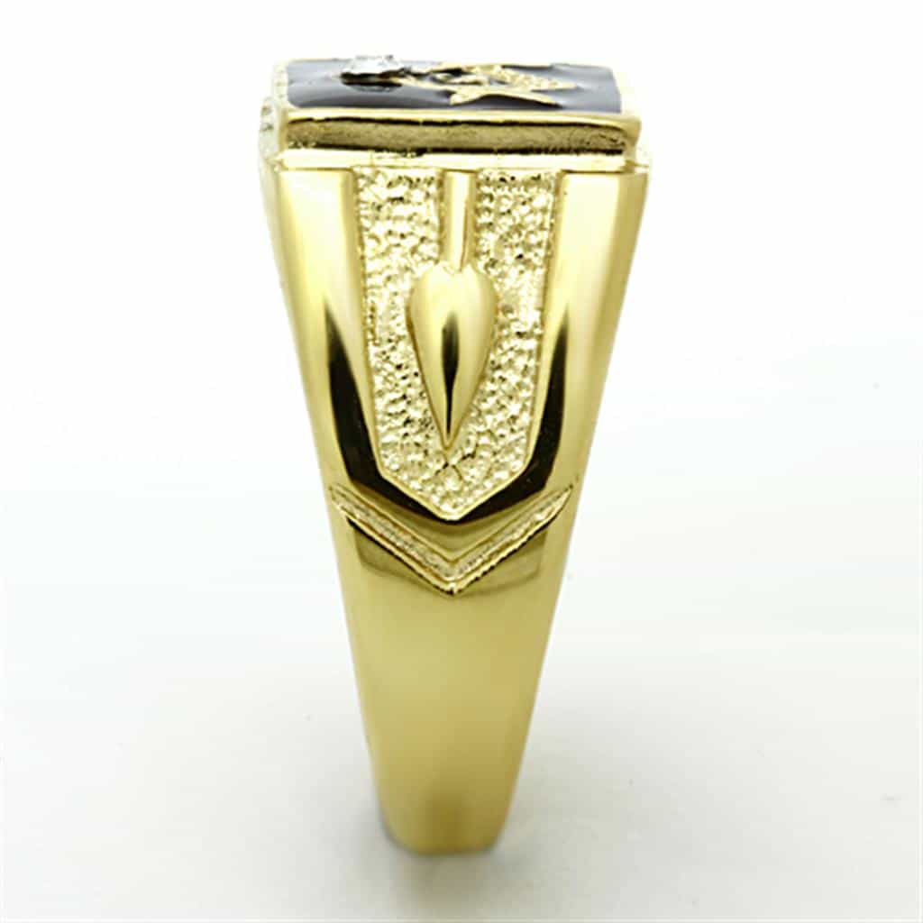 Stainless Steel Gold Masonic Square Compass Signet Ring view 9