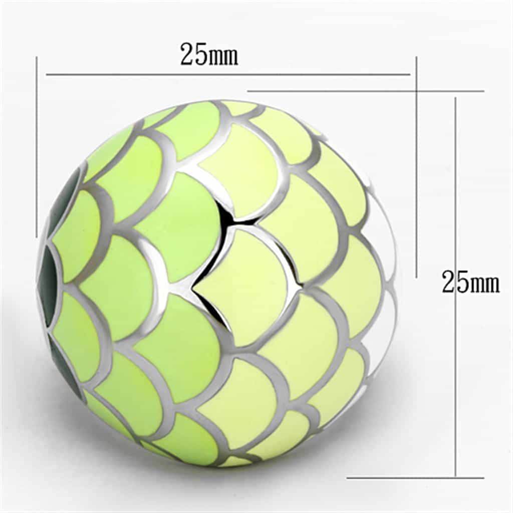 Stainless Steel Green Enamel Scallop Scale Dome Ring view 6